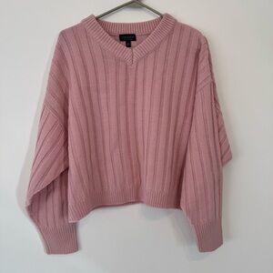Topshop Pink V Neck Sweater